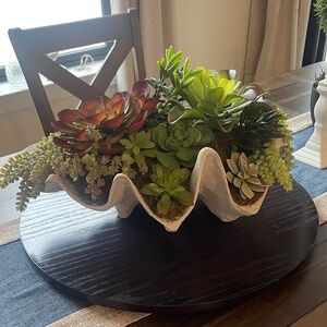 Lush Faux Succulent Arrangement in Elegant Shell Planter